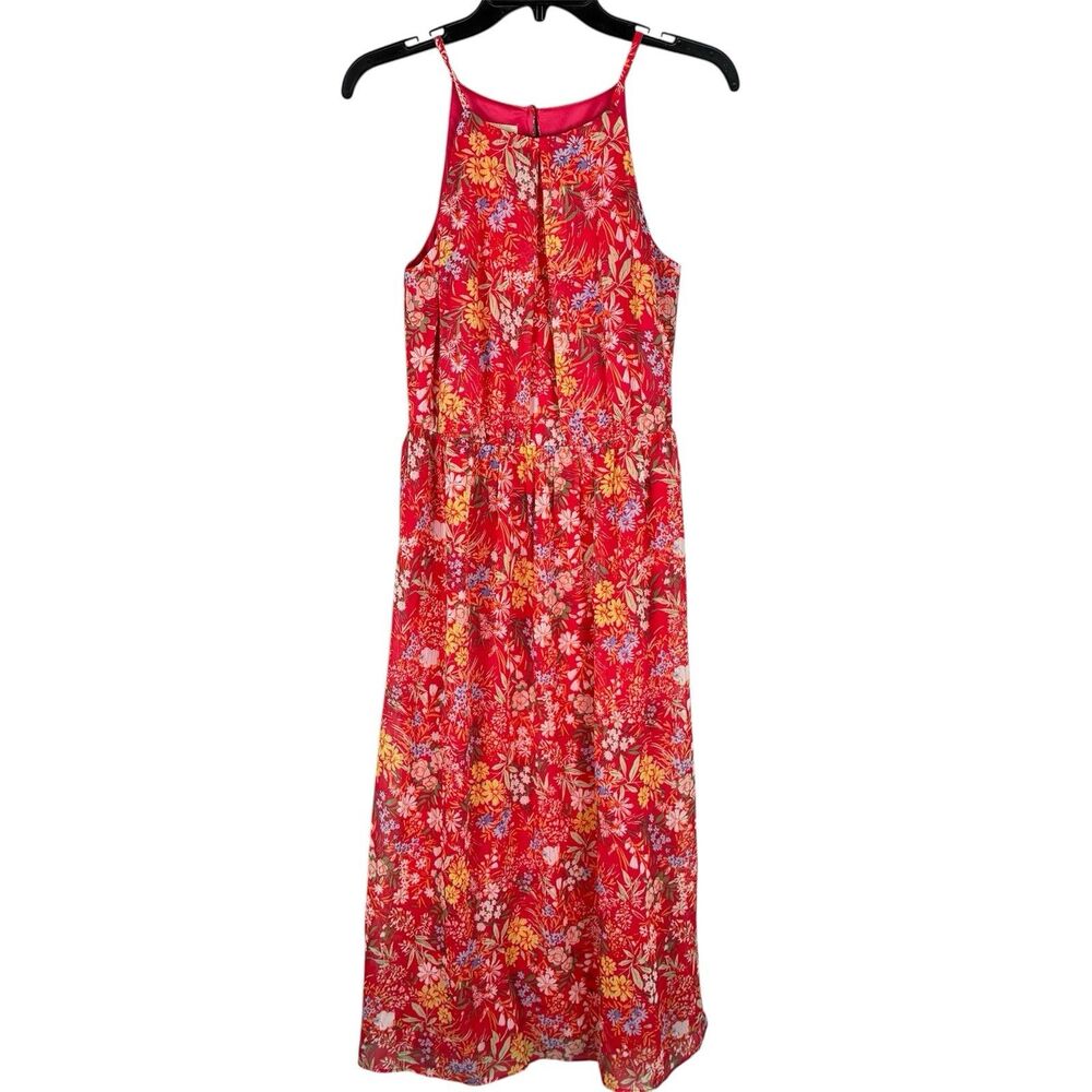 Stitch Fix Womens Midi Dress Red Floral Boho NWOT Sz S Beachy Vacation Resort
